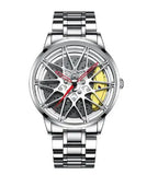 Wheel Style Stainless Steel Wristwatch