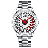 Wheel Style Stainless Steel Wristwatch