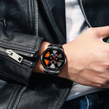 Wheel Style Stainless Steel Wristwatch