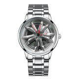 Wheel Style Stainless Steel Wristwatch