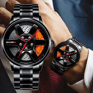 Wheel Style Stainless Steel Wristwatch