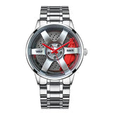 Wheel Style Stainless Steel Wristwatch