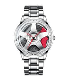 Wheel Style Stainless Steel Wristwatch