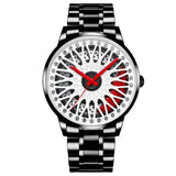 Wheel Style Stainless Steel Wristwatch